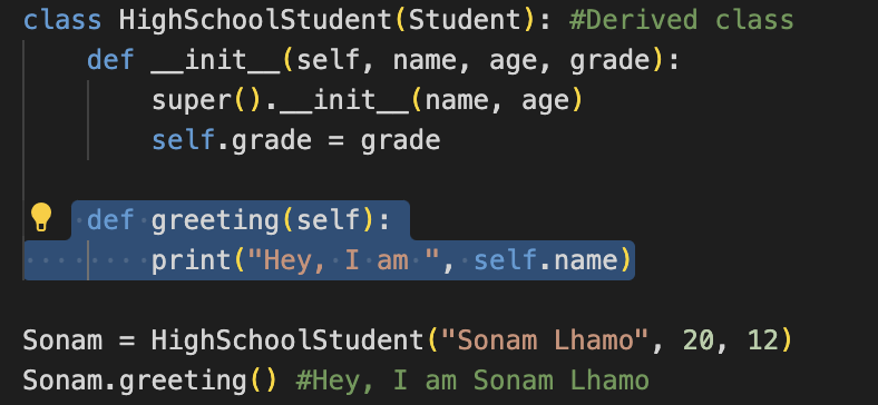 Inheritance(Method Overriding) Example